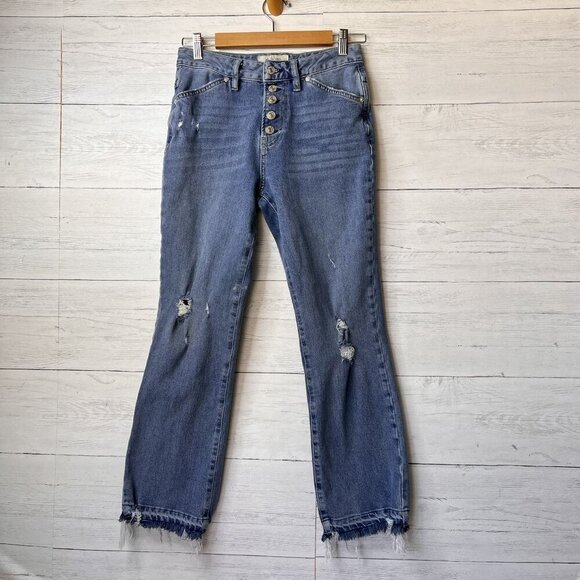 We the Free Jeans Womens Size 27 Light Wash Dylan High Rise Distressed Cropped - Picture 1 of 16